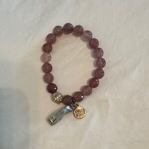 Kinsley Armelle Amethyst Beaded Bracelet with Gold Charms